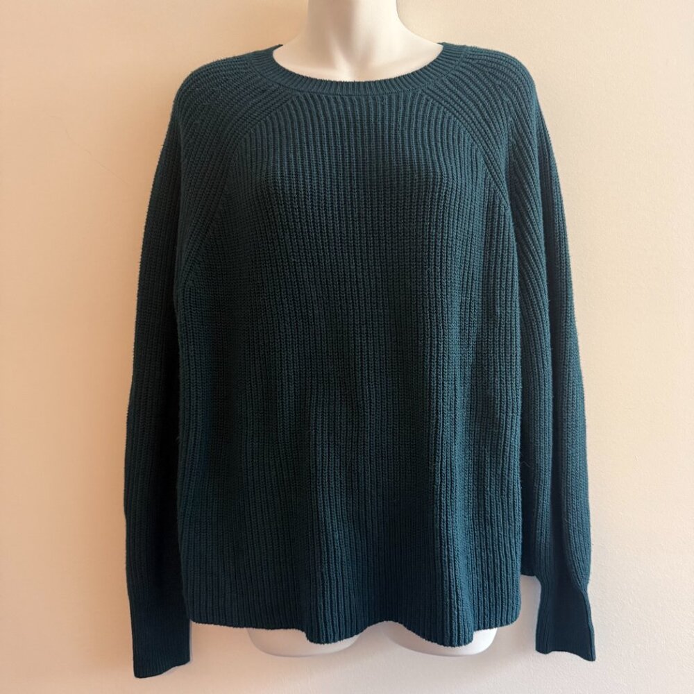 Jessica Simpson Teal Ribbed Knit Sweater | Relaxed Fit | Size L - Picture 3 of 9